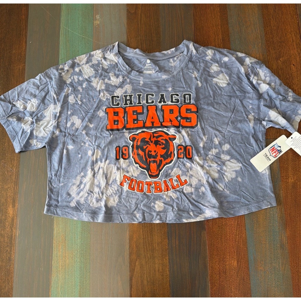 NFL Team Apparel Chicago Bears Tie Dye Crop Top Blue Orange XL 15/17 NWT